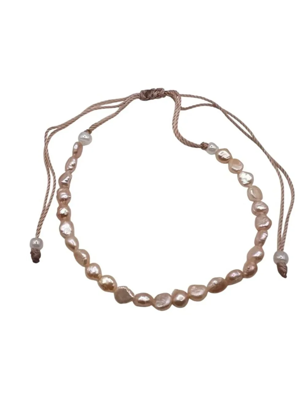Set 3 Adjustable Bracelets Freshwater Pearls Gold Tone Pastel Pink Cowrie Heart - Picture 4 of 14